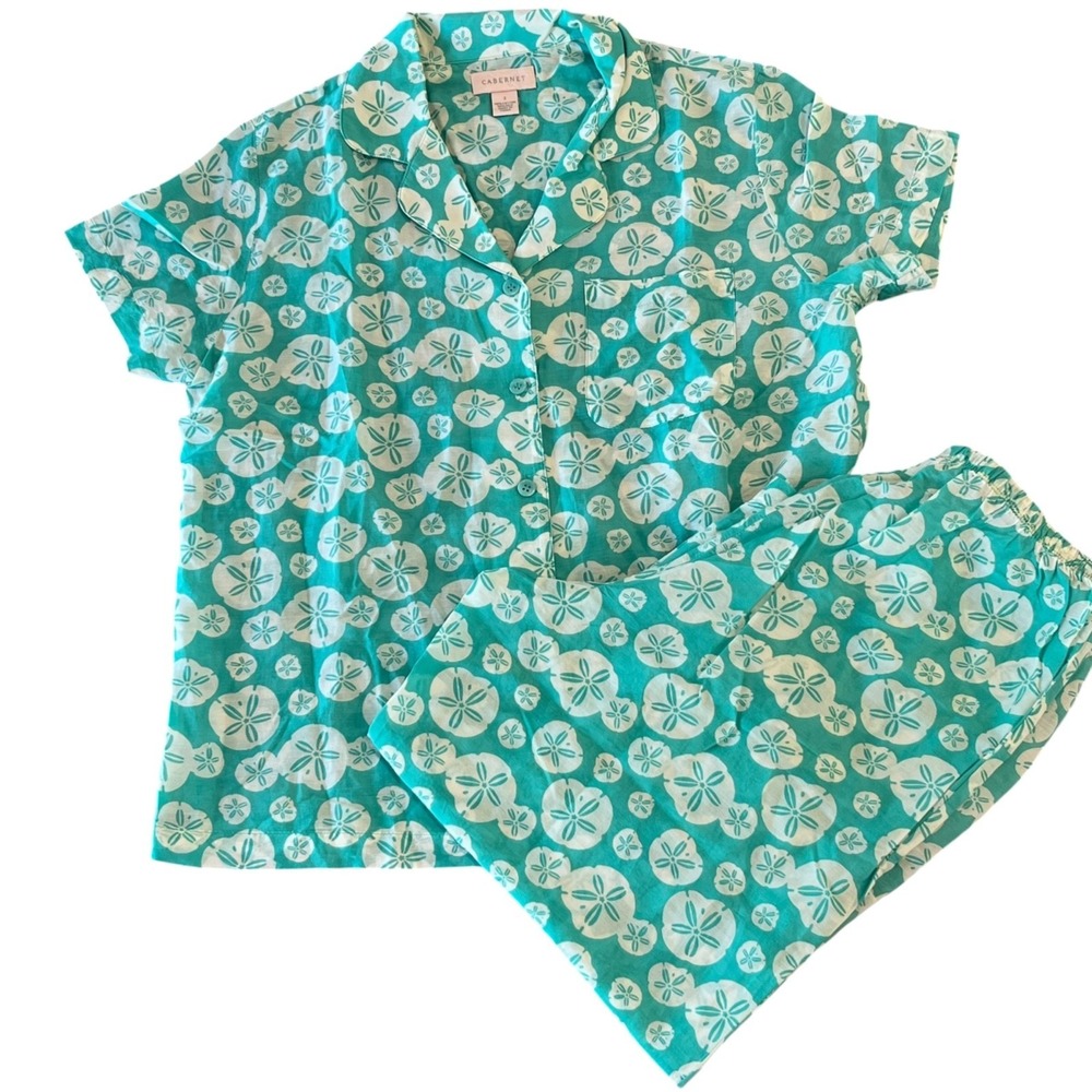 Cabernet Sleepwear Womens Small 2 Piece Silk Blend Beach Coastal